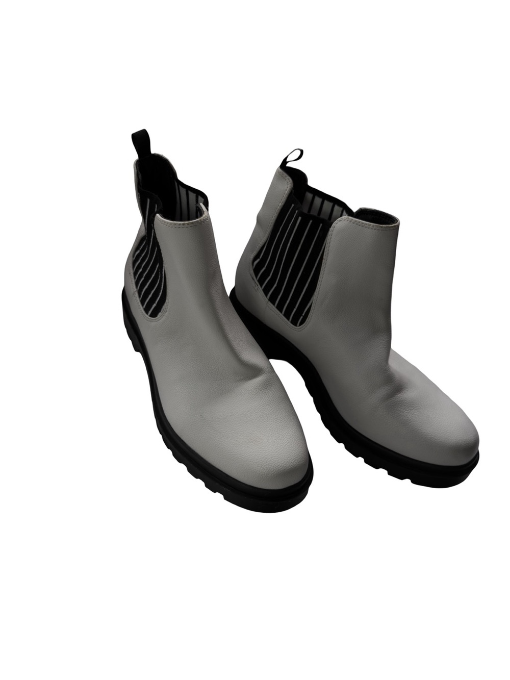 White Chelsea Boots Size 6 Women Slip On Ankle Lug Sole Casual Shoes